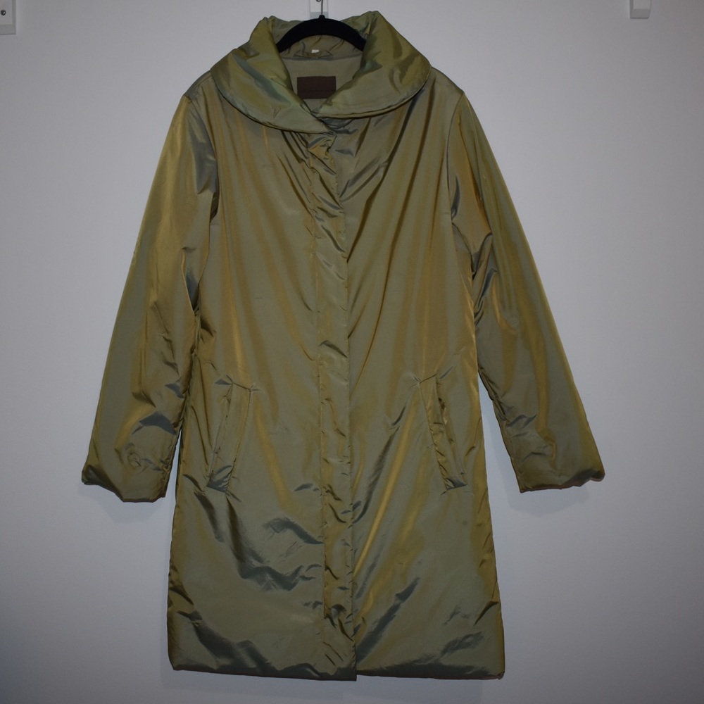 Beautiful Puffy Green Metallic Rain Coat